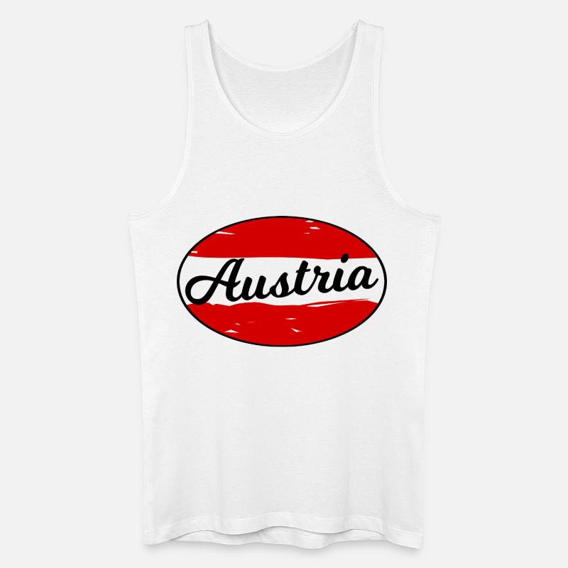 Austria Script Logo on Red - Men’s Organic Tank Top - white