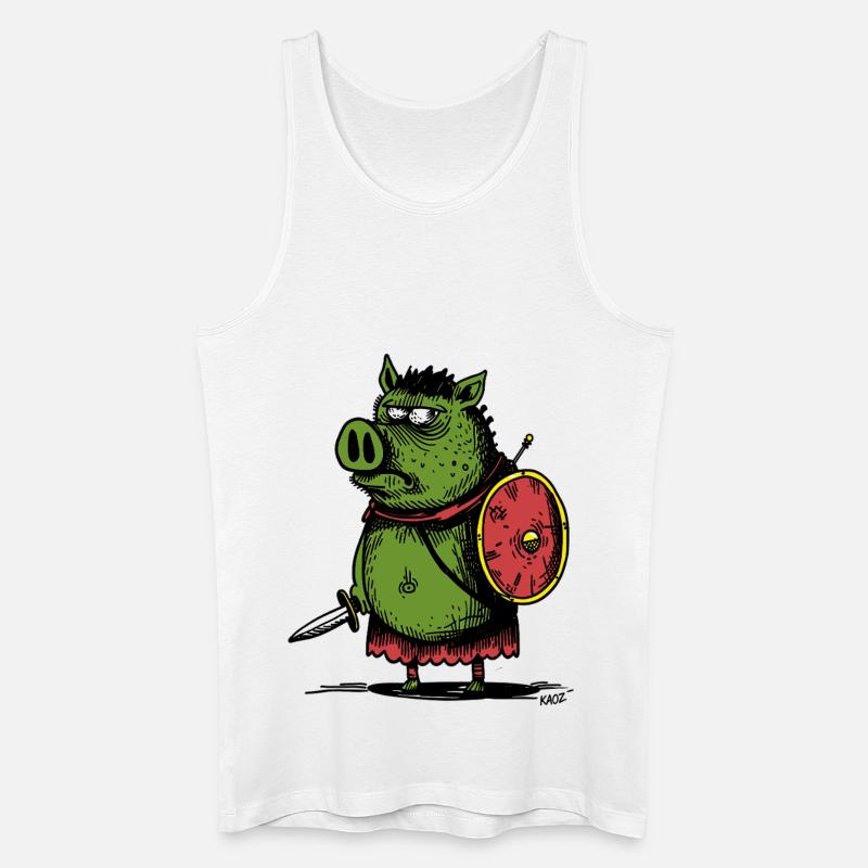 Grüner Wildschwein-Wikinger mit Schild - Männer Bio Tank Top - Weiß