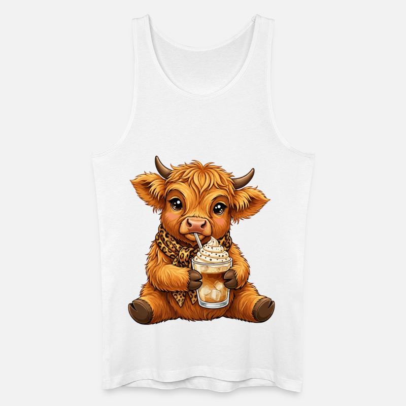 Highland Cow Eiskaffee - Männer Bio Tank Top - Weiß