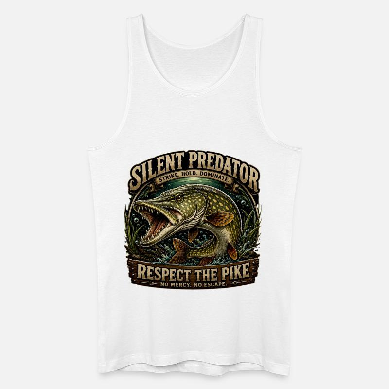 Silent Predator – Aggressives Hechtfang-Design - Männer Bio Tank Top - Weiß