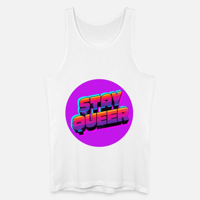 Stay Queer Retro Neon - Männer Bio Tank Top - Weiß