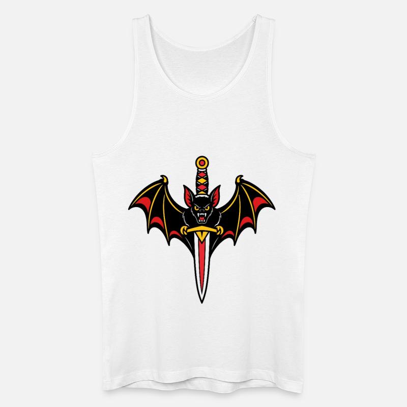 Fledermausdolch-Tattoo dunkel - Männer Bio Tank Top - Weiß