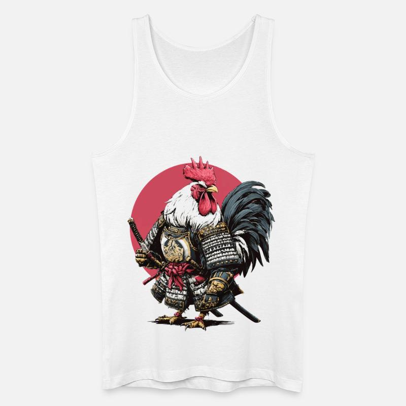 Hahn-Samurai-Rüstung - Männer Bio Tank Top - Weiß