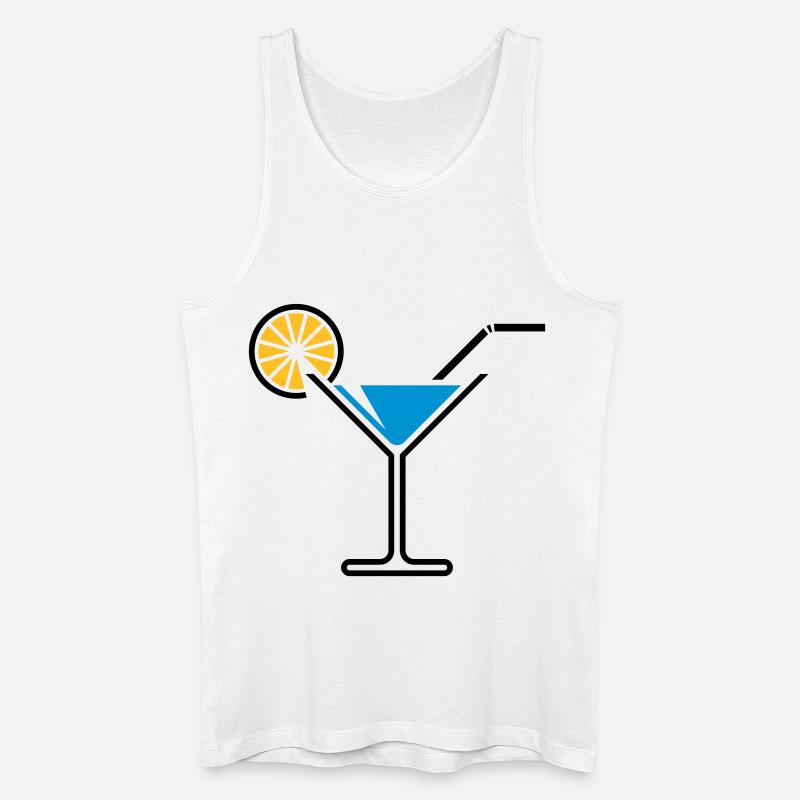 Cocktail / Cocktailglas / Martini + (Hellblau) - Männer Bio Tank Top - Weiß