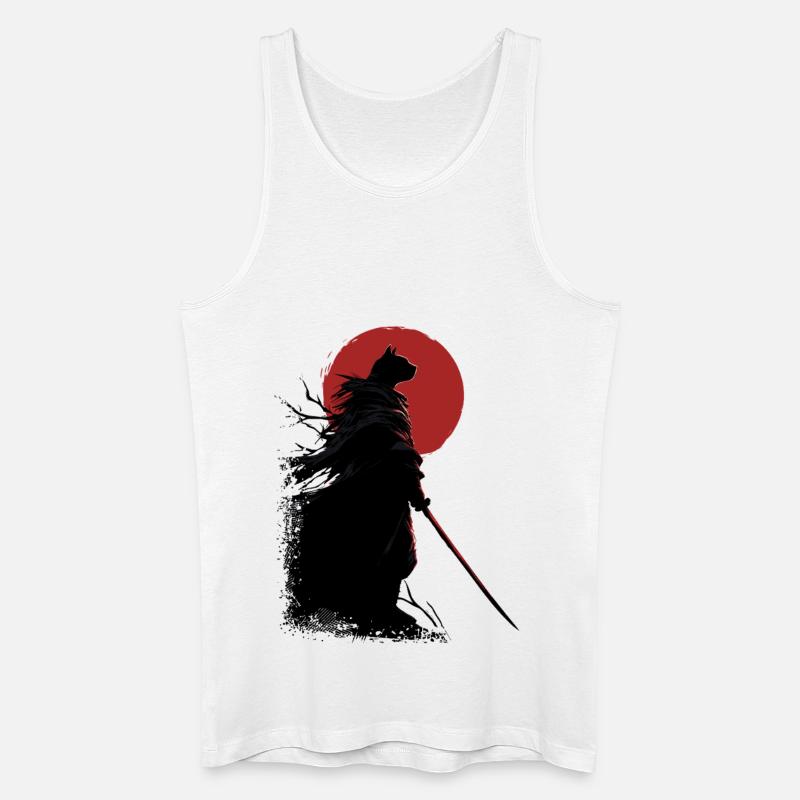 Samurai Katze - Männer Bio Tank Top - Weiß