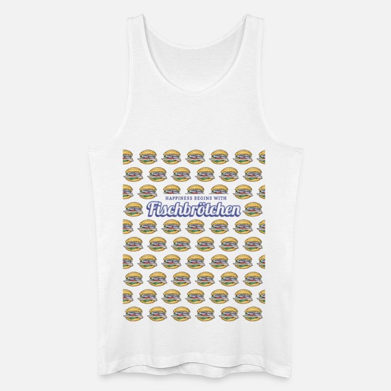 Fischbrötchen mit Matjes oder Bismarckhering - Männer Bio Tank Top - Weiß