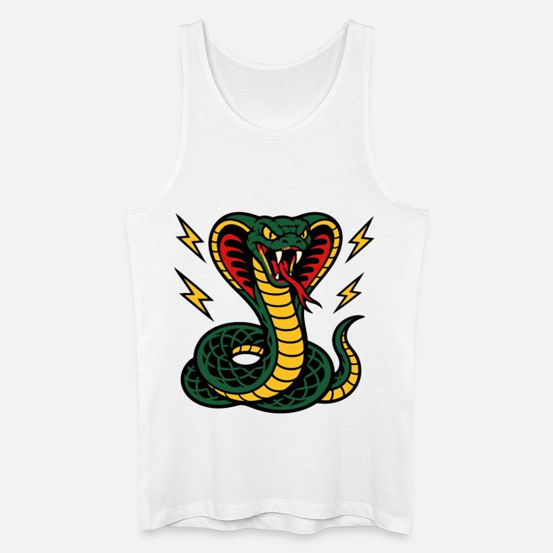 Wilde Kobra mit Tattoo-ähnlichen Blitzen - Männer Bio Tank Top - Weiß