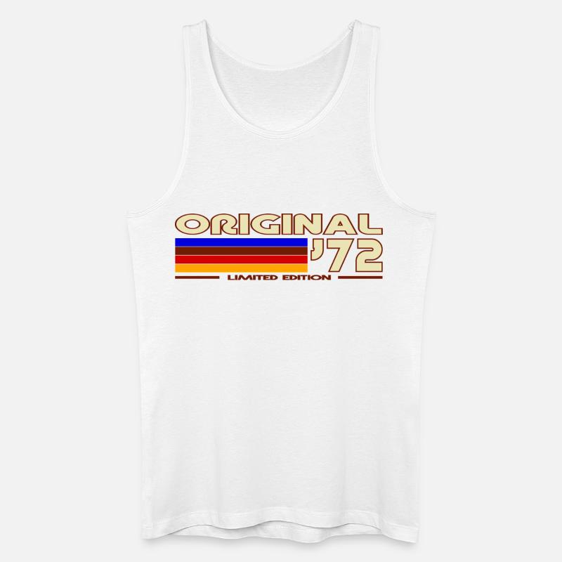 Original72 gestreifter Retro - Männer Bio Tank Top - Weiß