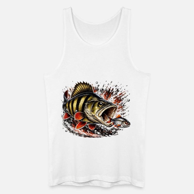 Explosive Perch Predator Fishing Design - Men’s Organic Tank Top - white