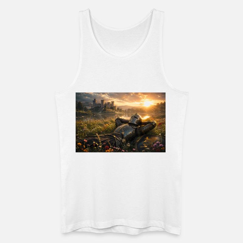Sonnenuntergangsritter bei Castle Field - Männer Bio Tank Top - Weiß