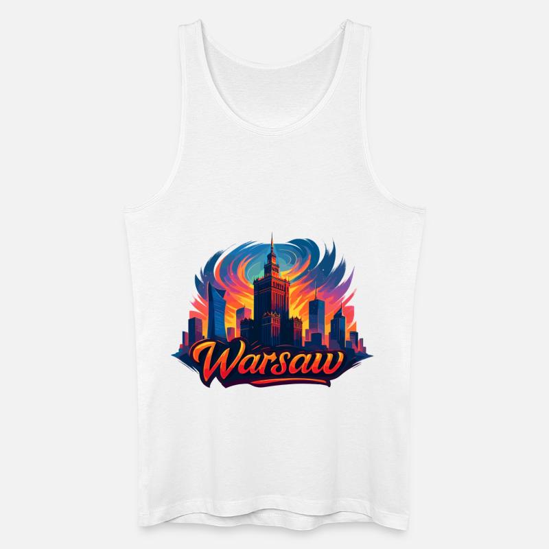 Warschau Skyline Kunst – Bunt & Modern - Männer Bio Tank Top - Weiß