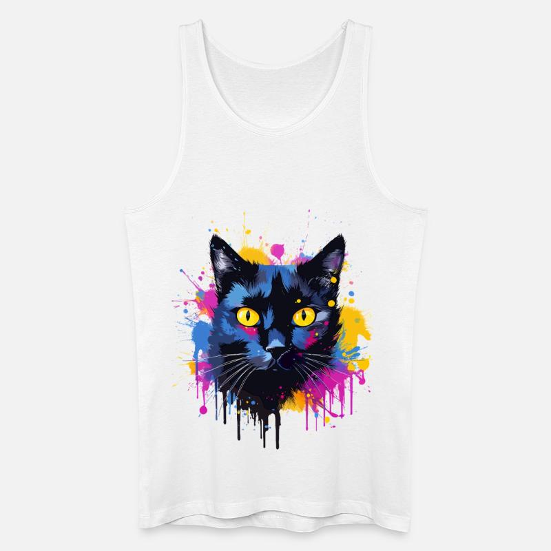 Bunte Bombay-Katzengesicht-Splash-Kunst - Männer Bio Tank Top - Weiß