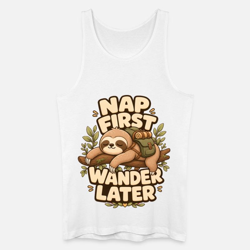 Nap First Wander Later Faultier - Männer Bio Tank Top - Weiß