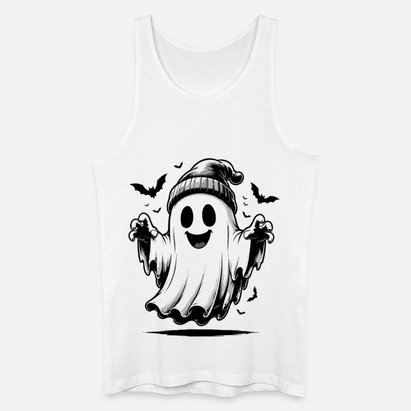 Ghost with knitted hat - Men’s Organic Tank Top - white
