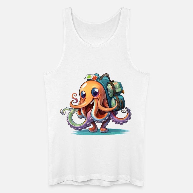Oktopus Entdecker mit Rucksack - Männer Bio Tank Top - Weiß