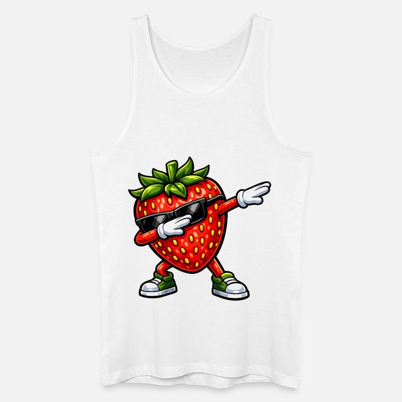 Dabbing Erdbeere - Männer Bio Tank Top - Weiß