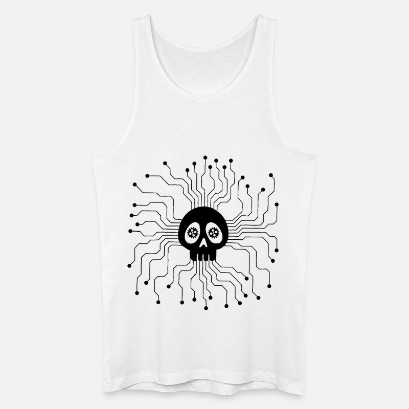 Microprocessor Skull (Black) - Men’s Organic Tank Top - white