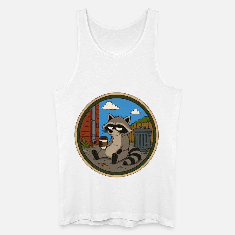 Waschbär in der Kaffeepause - Männer Bio Tank Top - Weiß