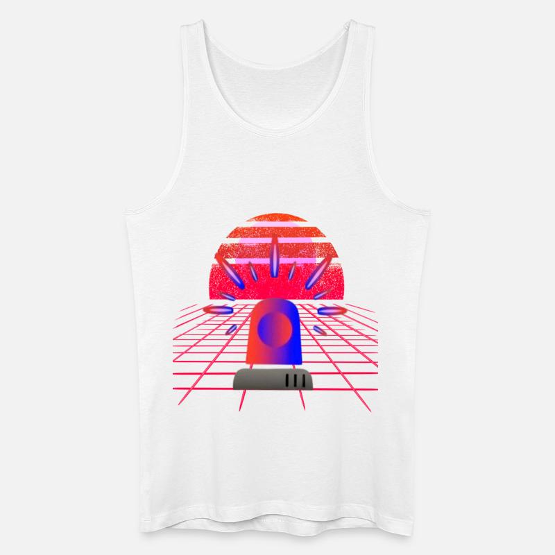 Retro Synthwave Sirene Blaulicht Neon - Männer Bio Tank Top - Weiß