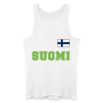 FINNLAND - SUOMI Trikot Look - Flagge auf Brust - Männer Bio Tank Top - Weiß - Vorne