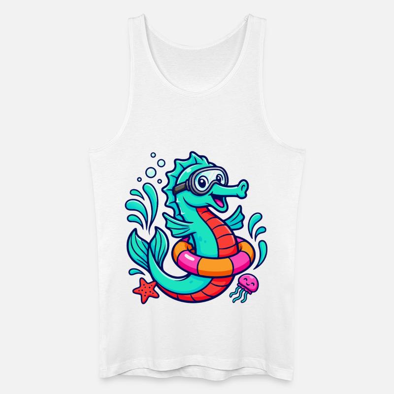 Cooles Seepferd - Männer Bio Tank Top - Weiß