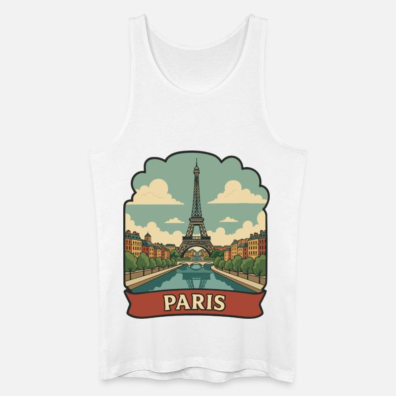 Pariser Eiffelturm Retro-Reiseaufkleber - Männer Bio Tank Top - Weiß
