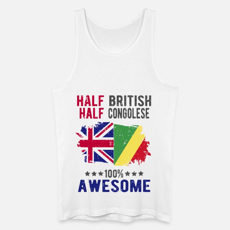 Halb Brite Halb Kongolese - Männer Bio Tank Top - Weiß