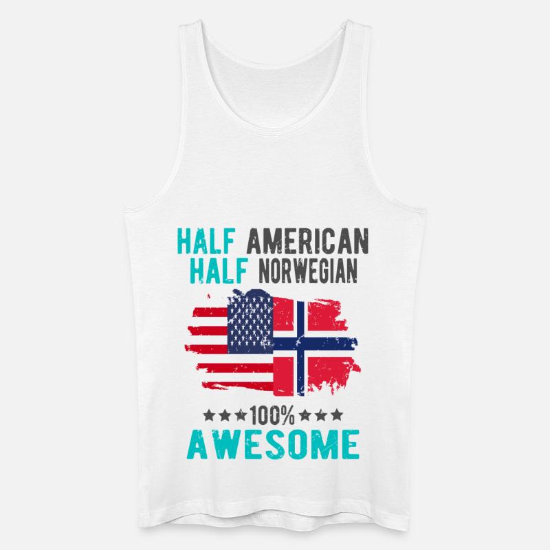 Halb Amerikaner Halb Norweger - Männer Bio Tank Top - Weiß
