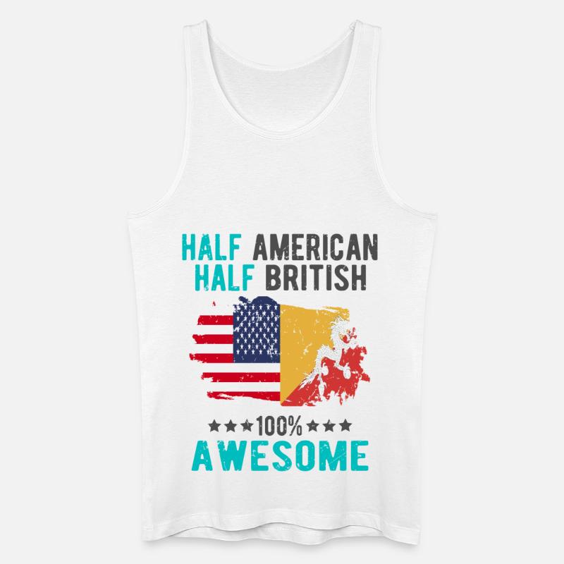 Halb Amerikaner Halb Brite - Männer Bio Tank Top - Weiß