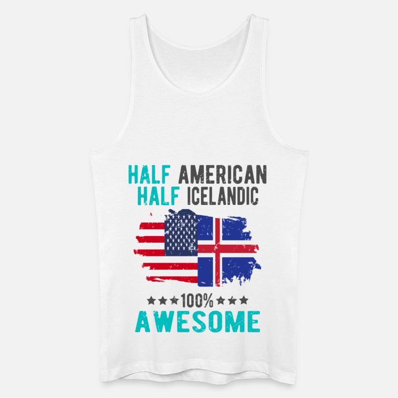 Halb Amerikaner Halb Isländer - Männer Bio Tank Top - Weiß