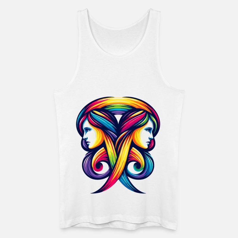 Gemini Zodiac Regenbogen Harmonie Design - Männer Bio Tank Top - Weiß