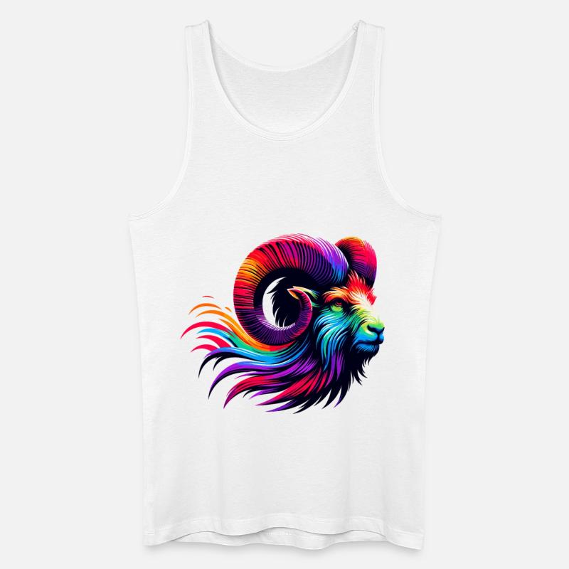 Widder Sternzeichen Lebendiges Regenbogen-Design - Männer Bio Tank Top - Weiß