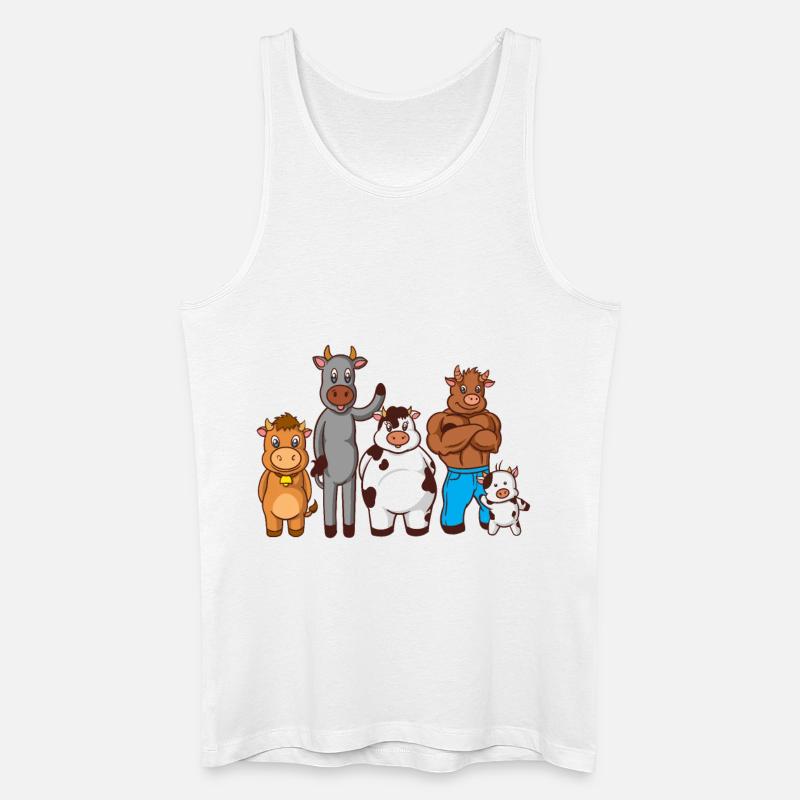 Gezeichnete Comic Kühe - Männer Bio Tank Top - Weiß