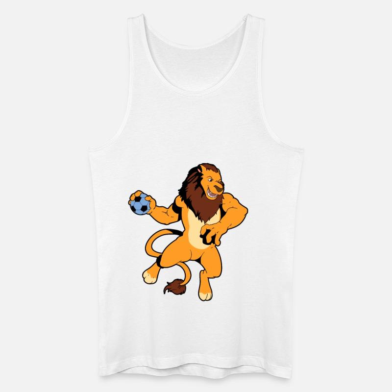 Comic Löwe spielt Handball - Männer Bio Tank Top - Weiß