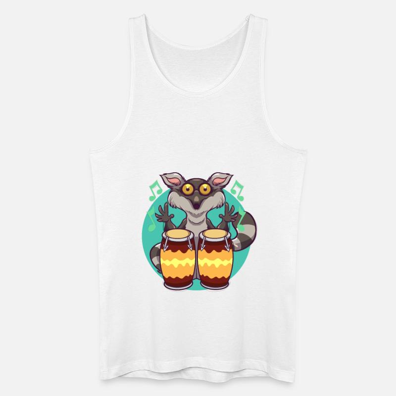 Comic Lemur spielt Percussion - Männer Bio Tank Top - Weiß