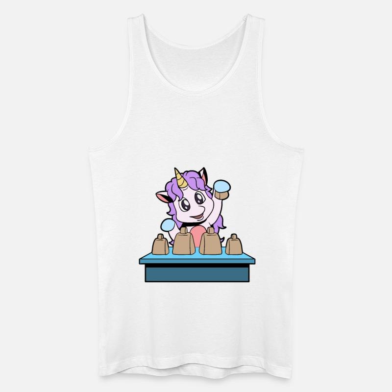 Comic Einhorn spielt Kuhglocken - Männer Bio Tank Top - Weiß