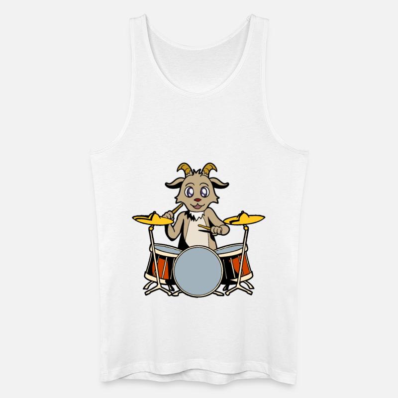 Comic Goat Drummer - Men’s Organic Tank Top - white