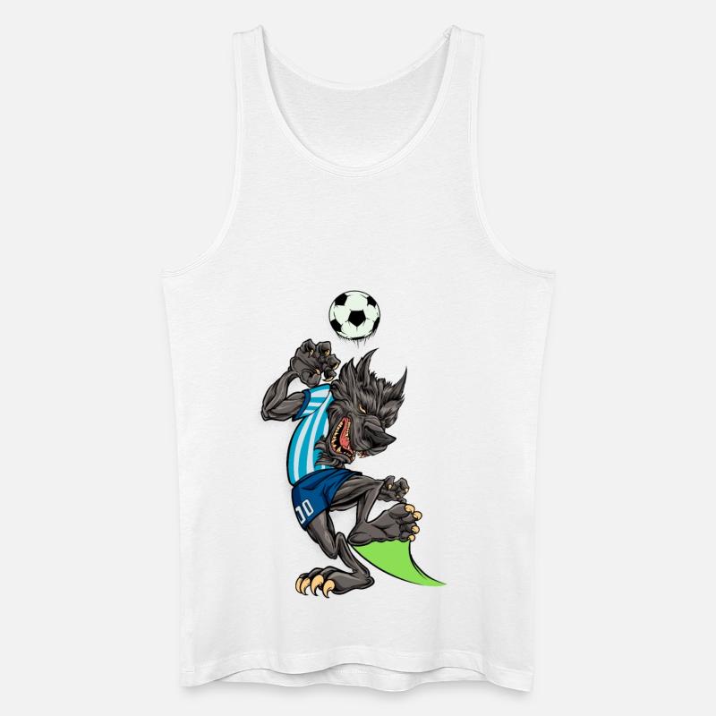 Comic Wolf spielt Fußball - Männer Bio Tank Top - Weiß