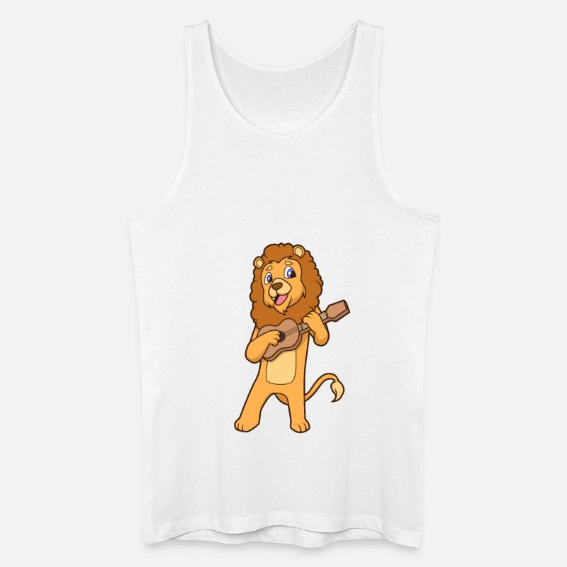 Comic Löwe spielt Ukulele - Männer Bio Tank Top - Weiß