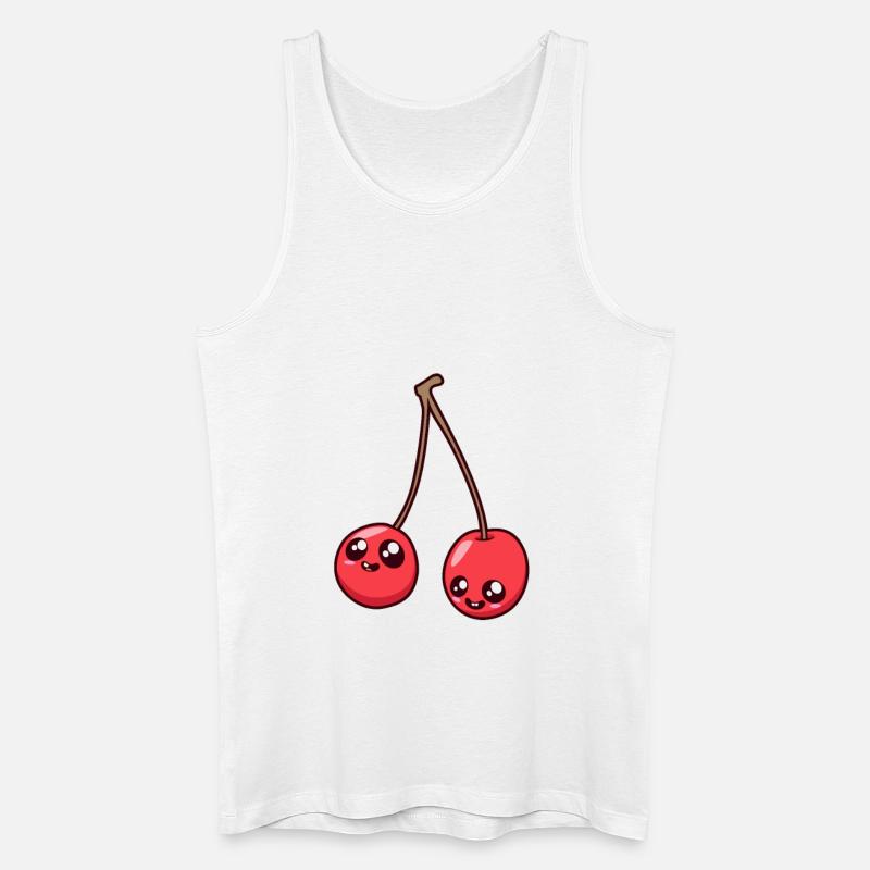Kawaii Comic Kirsche - Männer Bio Tank Top - Weiß