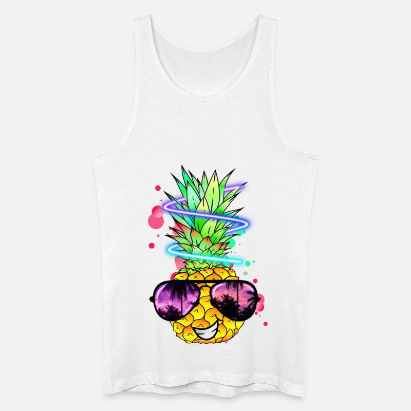 coole Ananas mit Neon Spirale - Männer Bio Tank Top - Weiß