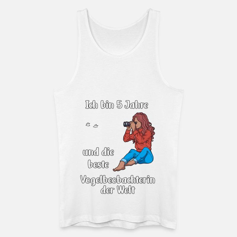 Ich bin 5 - Mädchen Vogelbeobachtung - Männer Bio Tank Top - Weiß