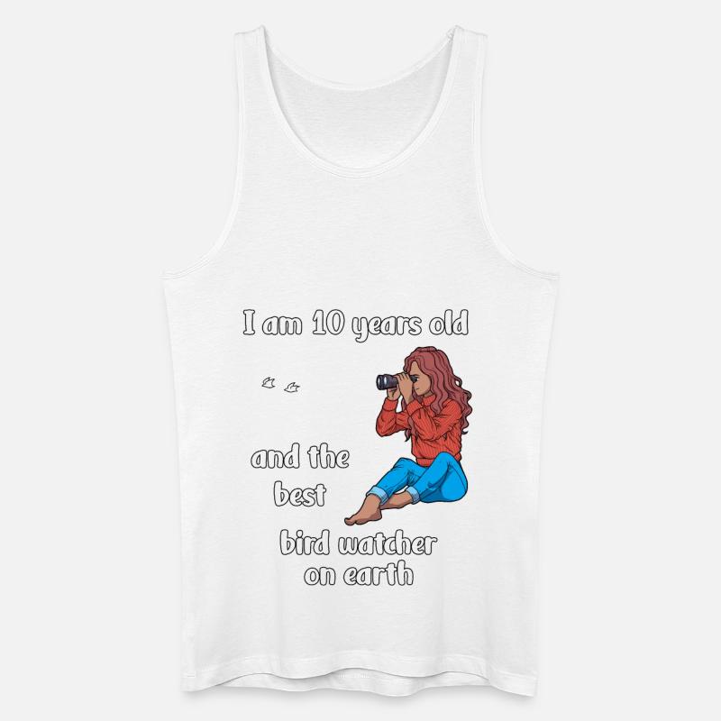 Ich bin 10 - Mädchen Vogelbeobachtung - Männer Bio Tank Top - Weiß