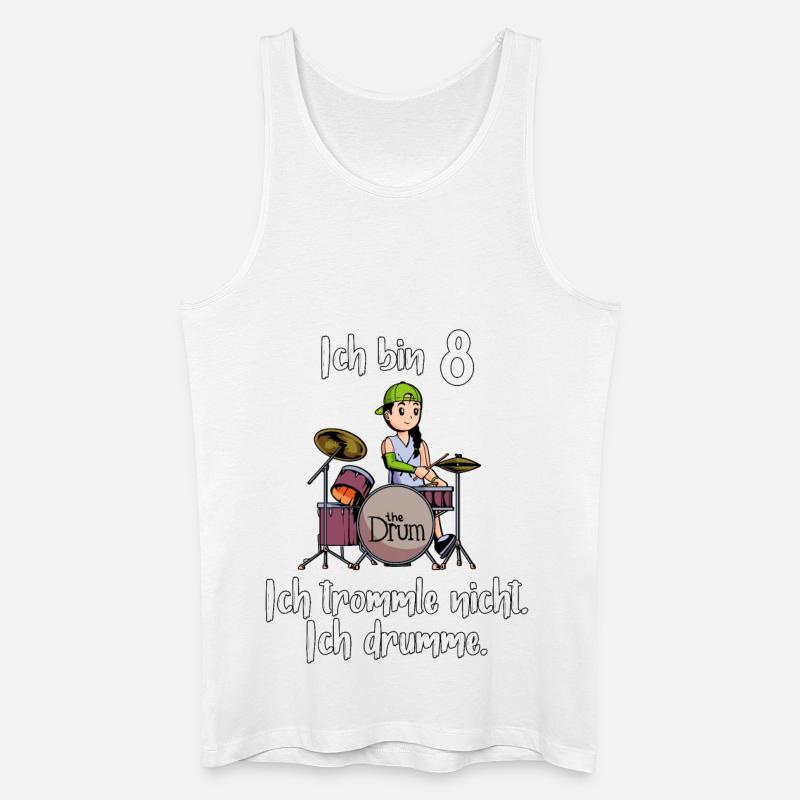 Ich bin 8 - Mädchen Schlagzeuger - Männer Bio Tank Top - Weiß