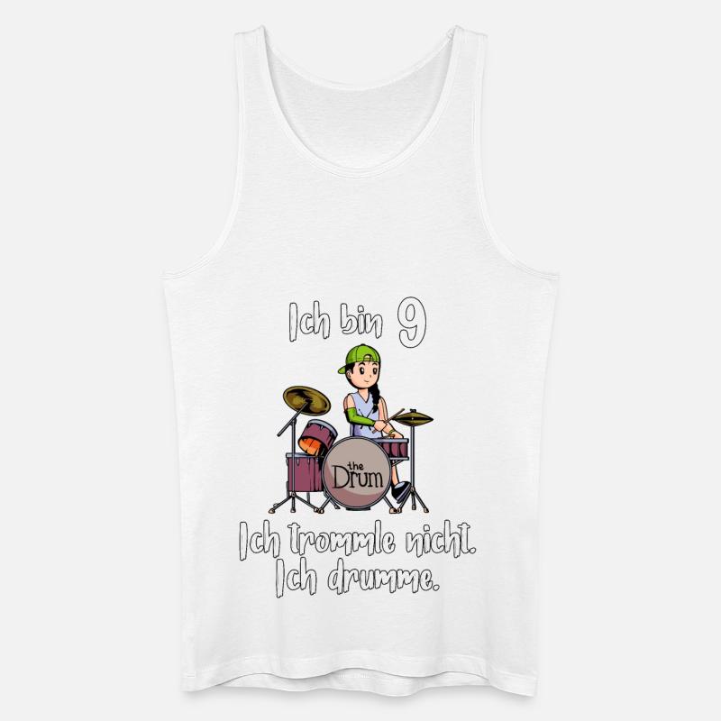 Ich bin 9 - Mädchen Schlagzeuger - Männer Bio Tank Top - Weiß