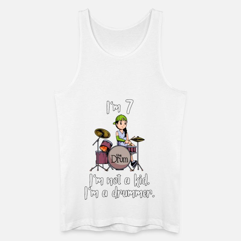 Ich bin 7 - Mädchen Schlagzeuger - Männer Bio Tank Top - Weiß