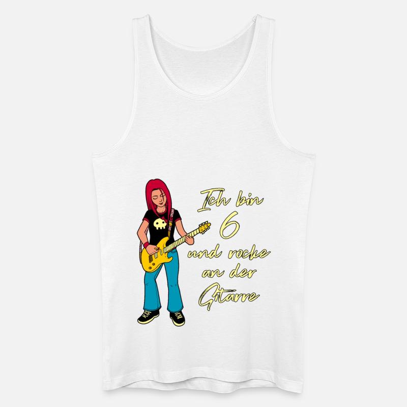 Ich bin 6 - Mädchen Gitarrist - Männer Bio Tank Top - Weiß