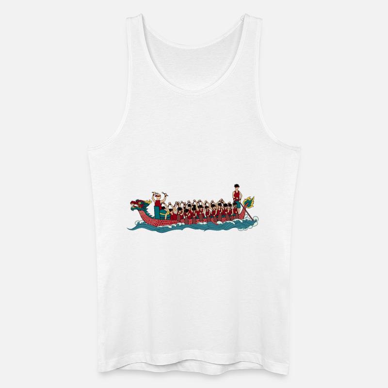 Zeichnung eines Drachenboot - Männer Bio Tank Top - Weiß