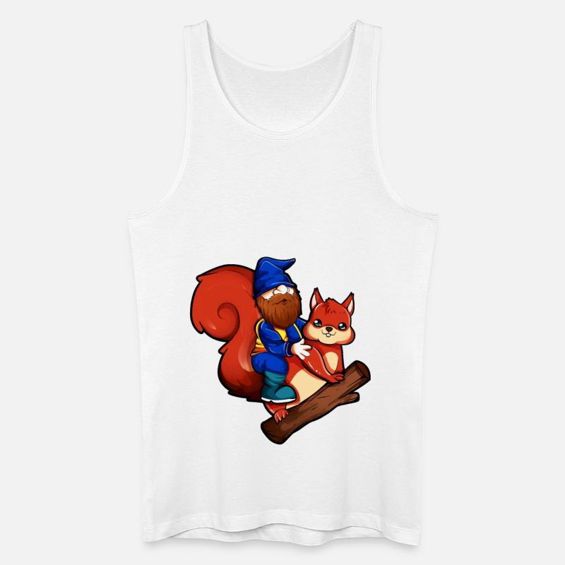 Gartenzwerg reitet Eichhörnchen - Männer Bio Tank Top - Weiß