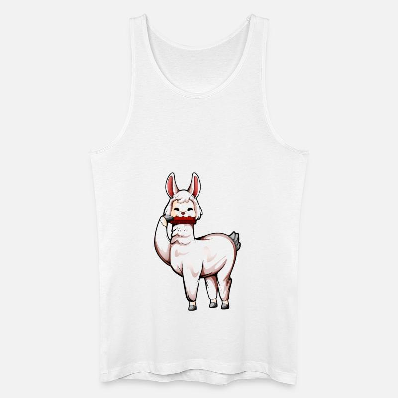 Lama spielt Mundharmonika - Männer Bio Tank Top - Weiß